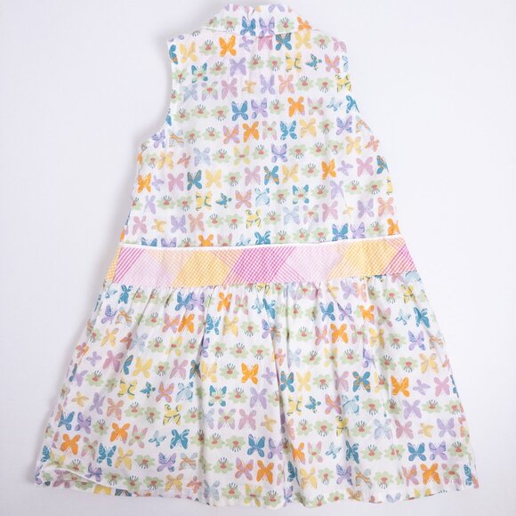 Oilily Butterfly Print Snap Front Sleeveless Shirt Dress White Multi Girls 3Y - Picture 5 of 11